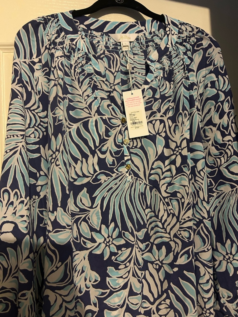 LILLY PULITZER Elsa Silk Top Sapphire Pool Summer Shorelines Medium xl Sold New